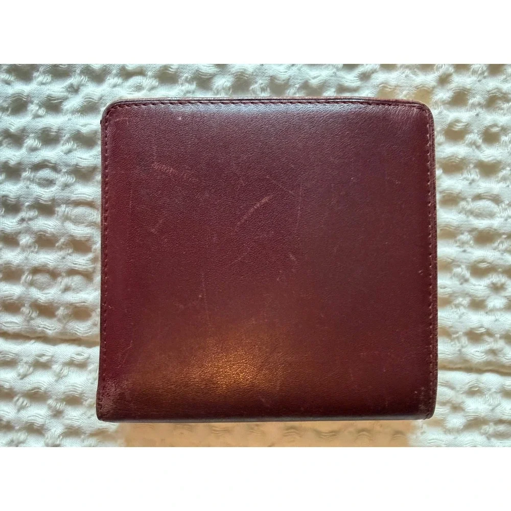 Cartier Must de Cartier Bifold Wallet Bordeaux Leather Gold Corners Men French